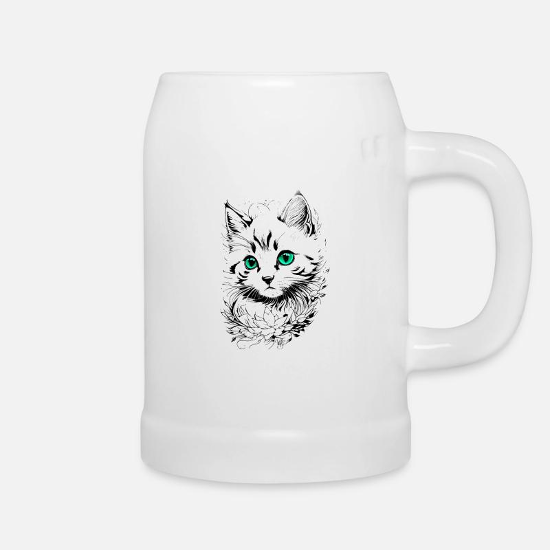 Kitten Tattoo 🐾 2 - Beer Mug - white