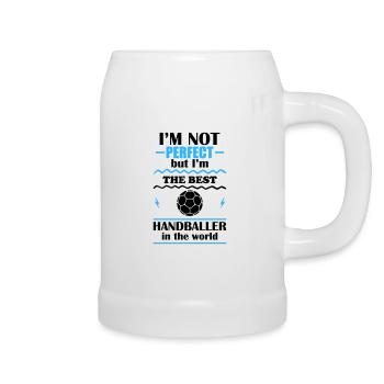 Not perfect, but the best handball player in the world - Beer Mug - white - Right