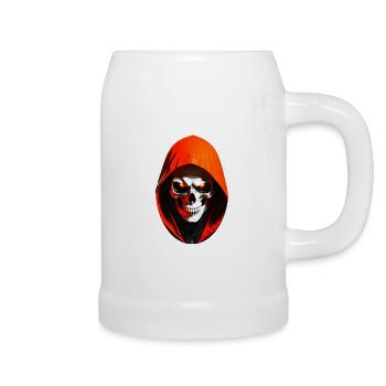 Totenkopf mit Kapuze - Bierkrug - Weiß - Rechts