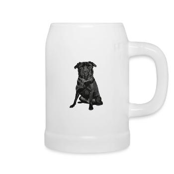 Mops - Bierkrug - Weiß - Rechts