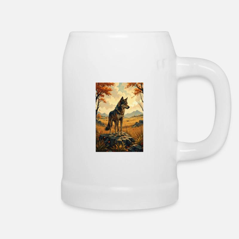 Das Bild des Wolfes - Bierkrug - Weiß