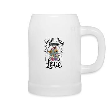 Foi, Espérance, Amour - Chope en céramique - blanc - Droite