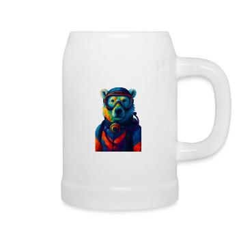 WPAP Stil Tiere - Eisbär im Taucheranzug Atemgerät - Bierkrug - Weiß - Rechts