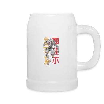 Futuristischer Wolf Mecha-Design - Bierkrug - Weiß - Rechts