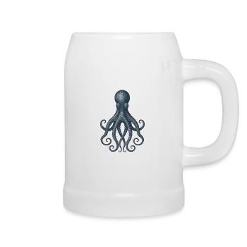 Contemporary Octopus Abstract Design - Beer Mug - white - Right