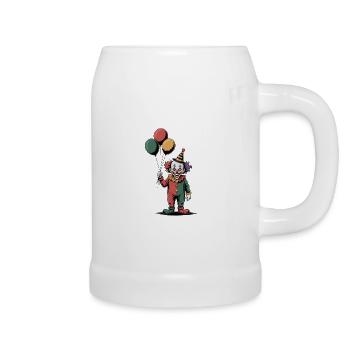 Clown effrayant avec des ballons - Chope en céramique - blanc - Droite