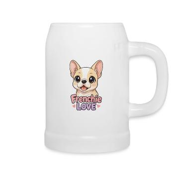 Chien Bouledogue Français - Frenchie Love - Chope en céramique - blanc - Droite