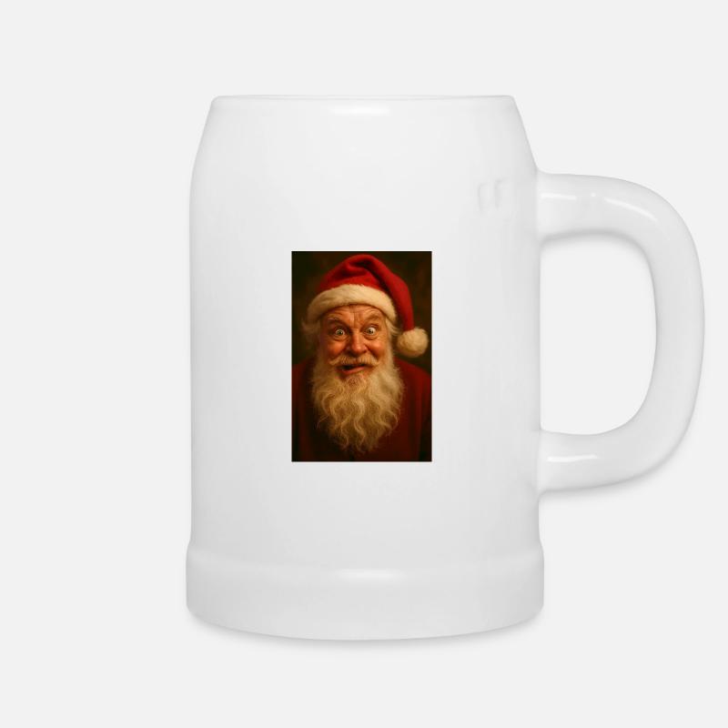 Merry Christmas - Crazy Santa Claus - Beer Mug - white