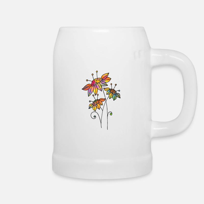 Fleur - Chope en céramique - blanc