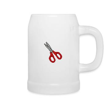 Schere Retro Rot - Bierkrug - Weiß - Rechts