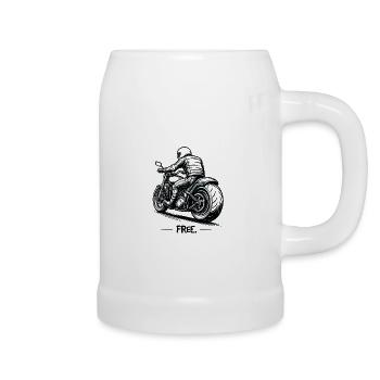 Motorradfahrer Rückansicht Chopper Rider - Bierkrug - Weiß - Rechts