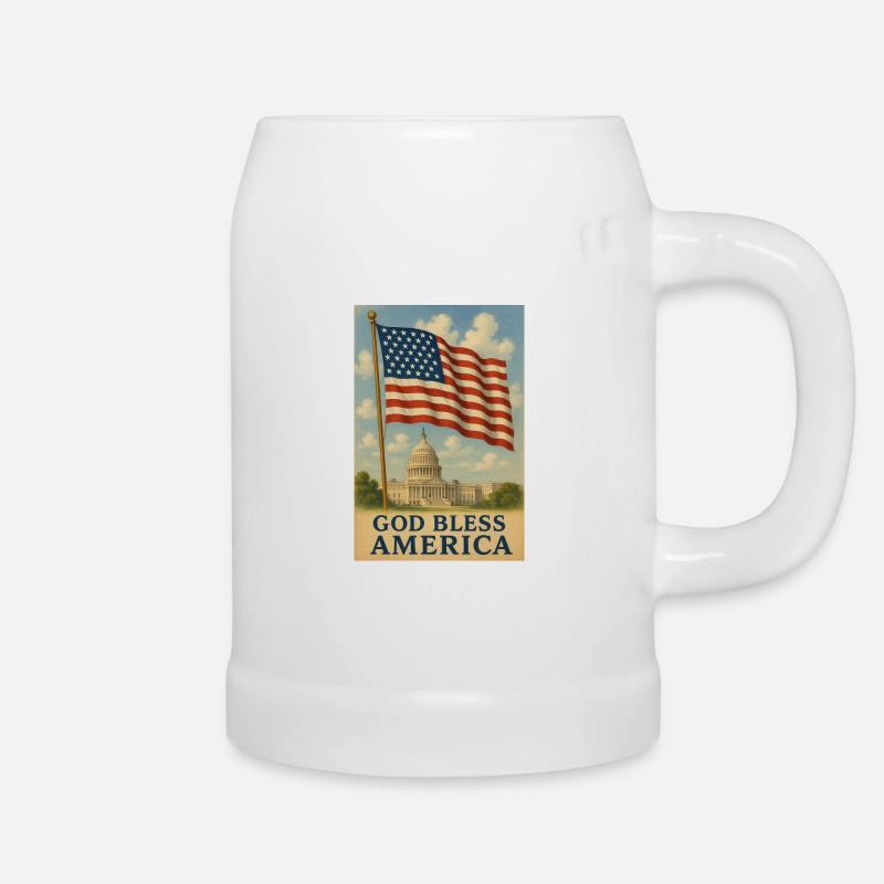 God Bless America Flag Art - Beer Mug - white