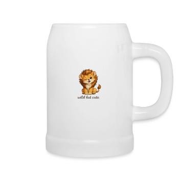 Wild Cute Lion Child - Beer Mug - white - Right