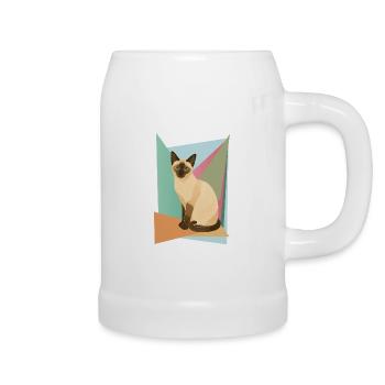 Élégant chat siamois dans un style géométrique - Chope en céramique - blanc - Droite