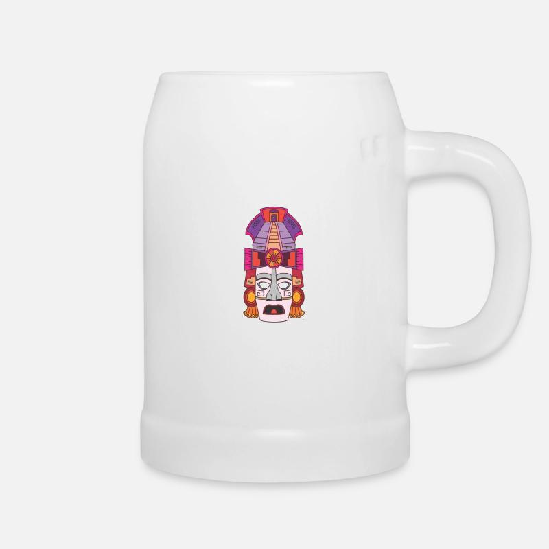 Mayan mask - Beer Mug - white