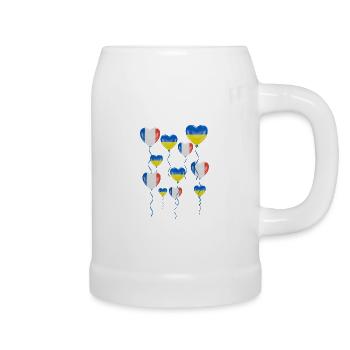 France: Solidarity and heart for Ukraine - Beer Mug - white - Right