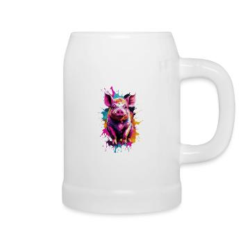 Cochon Cool Pig dans un design coloré et cool - Chope en céramique - blanc - Droite