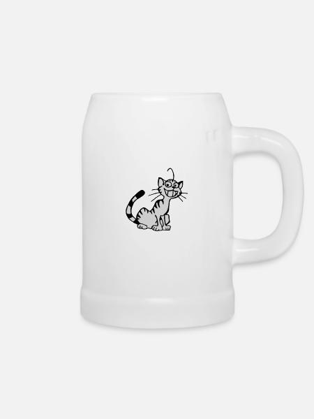 Grinsekatze - Bierkrug - Weiß