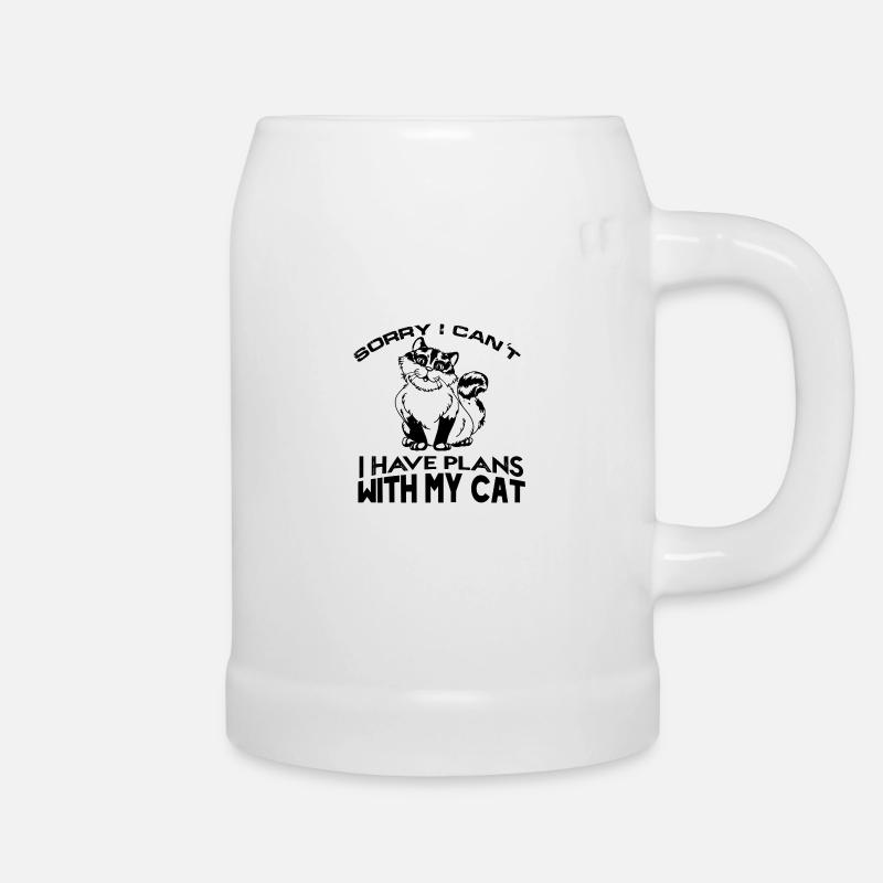 sorry i cant i have plans with my cat - Beer Mug - white
