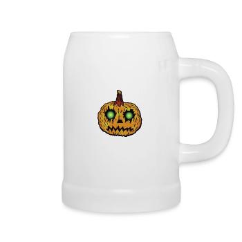 Pumpkin face with shining eyes Halloween - Beer Mug - white - Right