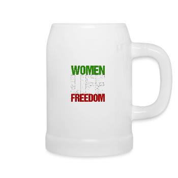 Iran Frauenrechte Feminismus Hijab Geschenk - Bierkrug - Weiß - Rechts