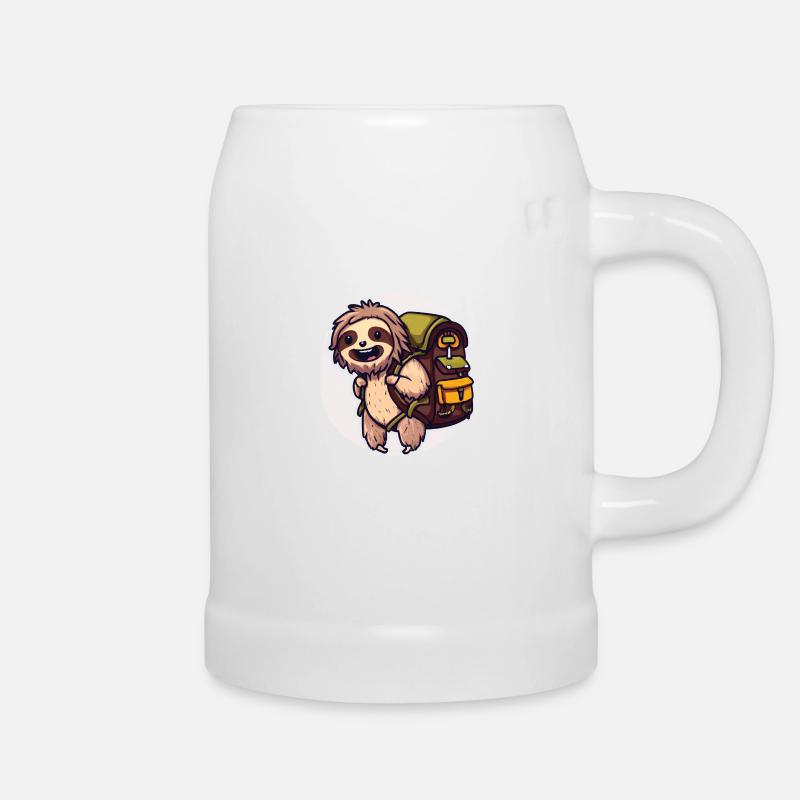 Hiking Sloth - Beer Mug - white