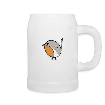 Süßer kleiner Rotkehlchenvogel - Bierkrug - Weiß - Rechts