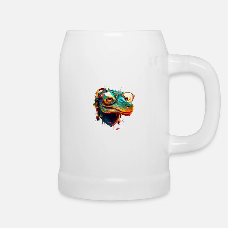 Summer Sun Hawaiian Crocodile with Styling Glasses - Beer Mug - white
