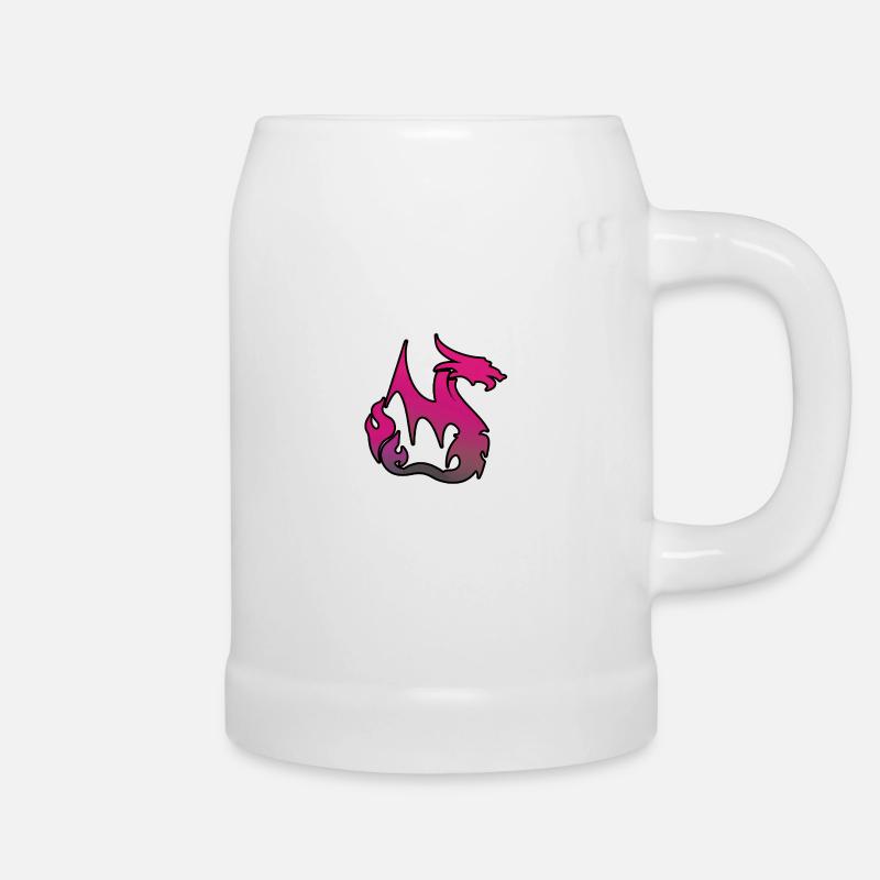 Pinker Drache - Bierkrug - Weiß