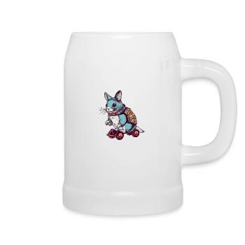 Un mignon chinchilla monte sur une planche à roulettes - Chope en céramique - blanc - Droite