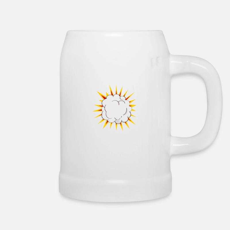 Cartoon Explosion cloud - Beer Mug - white