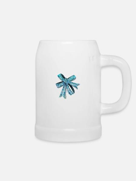 Blaue Schleife - Bierkrug - Weiß