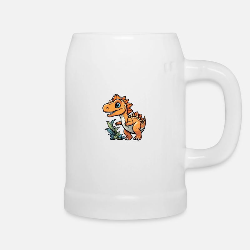Karikatur-Dinosaurier - Bierkrug - Weiß