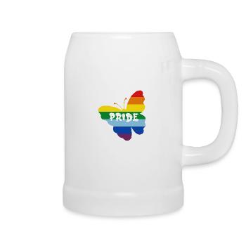 Papillon drapeau arc-en-ciel - Chope en céramique - blanc - Droite