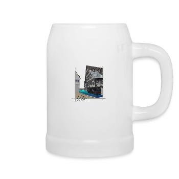 Ulm // Schiefes Haus // Illustration - Bierkrug - Weiß - Rechts