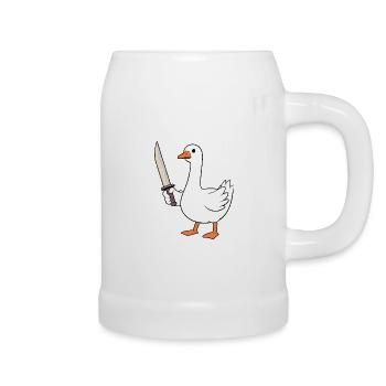 Weiße Gans Ente Vogel Messer Schwert Attacke - Bierkrug - Weiß - Rechts