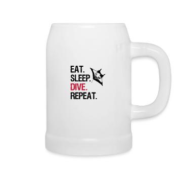 Eat Sleep Dive Repeat - Manta Ray - Vector Design - Beer Mug - white - Right
