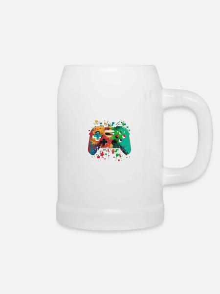 Bunte Konsole - Bierkrug - Weiß
