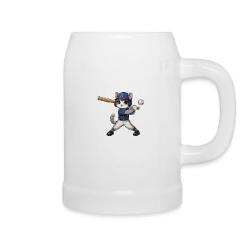 Sportkatze: Baseballspieler - Bierkrug - Weiß - Rechts