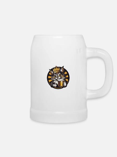 Katze Bier Comic - Bierkrug - Weiß