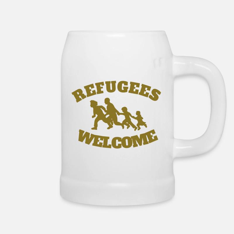 NEU: Refugees Welcome Redesign - Bierkrug - Weiß