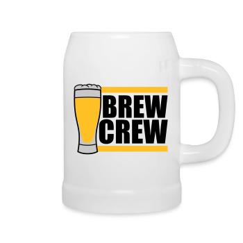Beer Glass Brew Crew disant - Chope en céramique - blanc - Droite