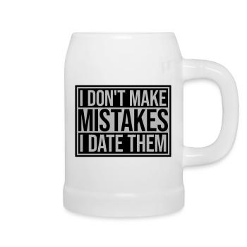 Date Mistakes Quote Logo - Beer Mug - white - Right