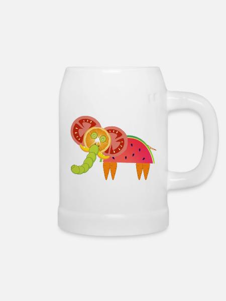 Vegetarischer Elefant - Bierkrug - Weiß