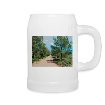 Zeichnung der Provence - Wanderweg - Bierkrug - Weiß - Rechts