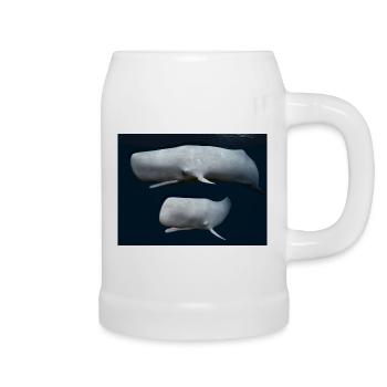 Zwei Pottwale, Wal, Walfisch - Bierkrug - Weiß - Rechts
