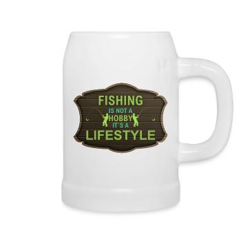Fischen ist kein Hobby, es ist ein Lifestyle - Bierkrug - Weiß - Rechts