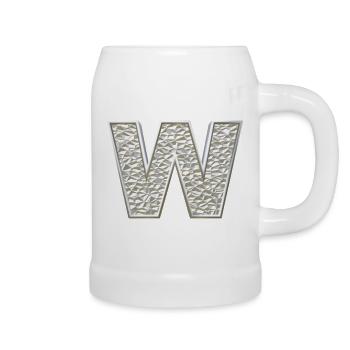 W, letter, initial, monogram, - Bierkrug - Weiß - Rechts