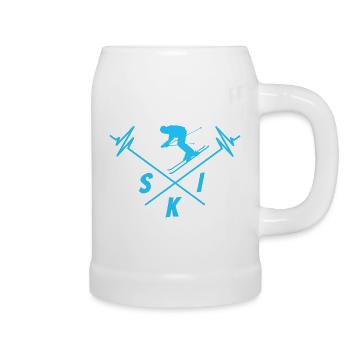 SKI skifahren schifoan is das leiwandste - Bierkrug - Weiß - Rechts