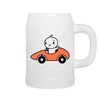 Bird Drives Voiture de course rapide Voiture de sport - Chope en céramique - blanc - Droite